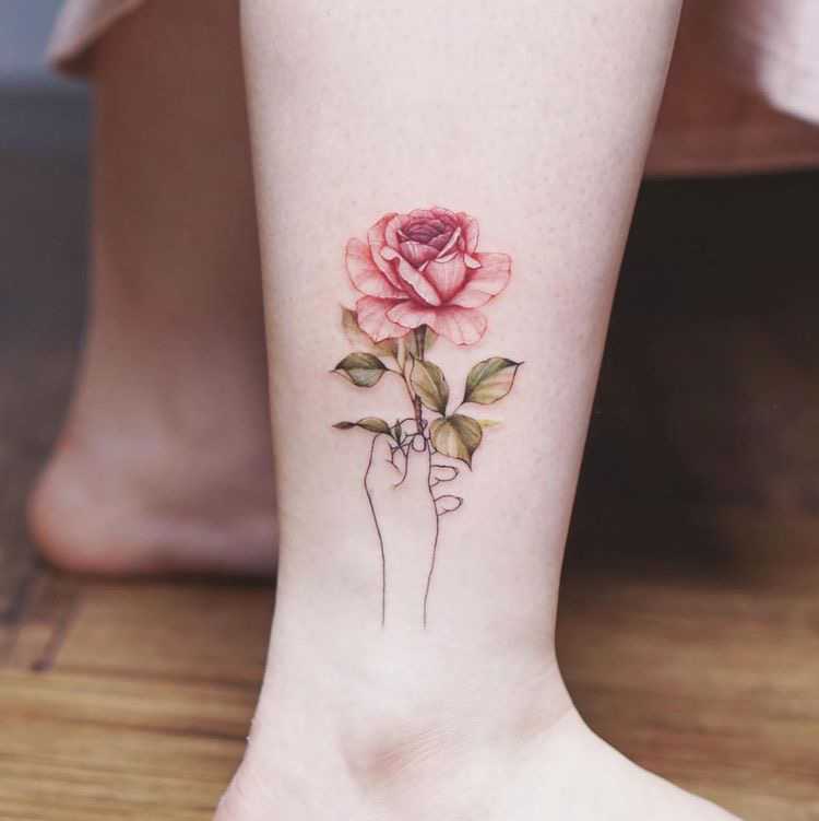 Rose tattoo design for ankle