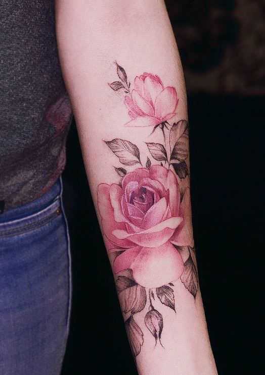 cute rose tattoo design for girls on arm