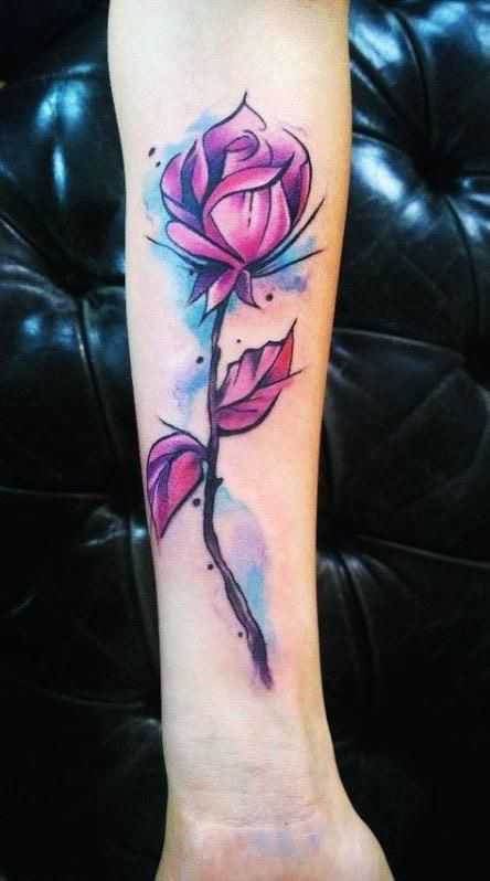 colorful rose tattoo ideas