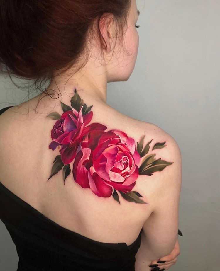 rose tattoo ideas for back for women