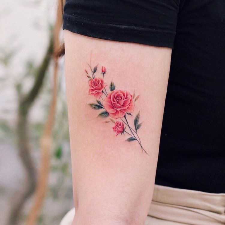 Small rose tattoos for girls on arm