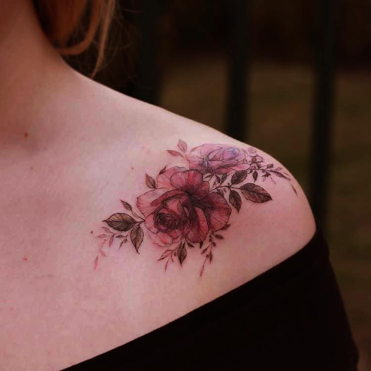 rose tattoo ideas for women on chest