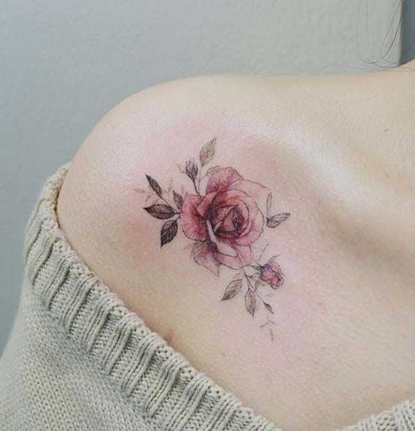 rose tattoos for shoulder for women