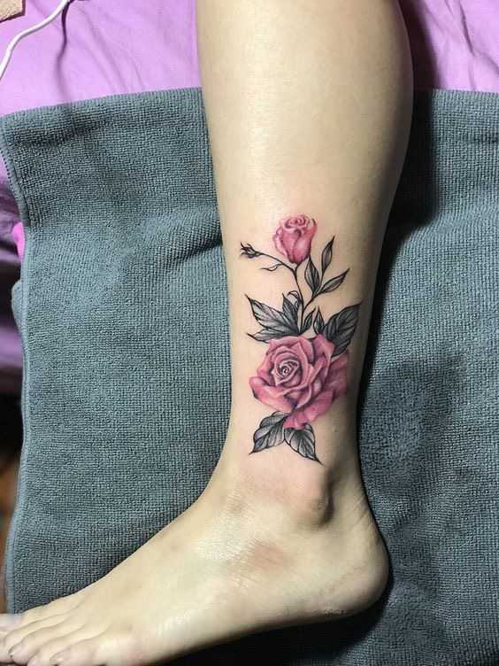 Rose tattoo designs for ankle