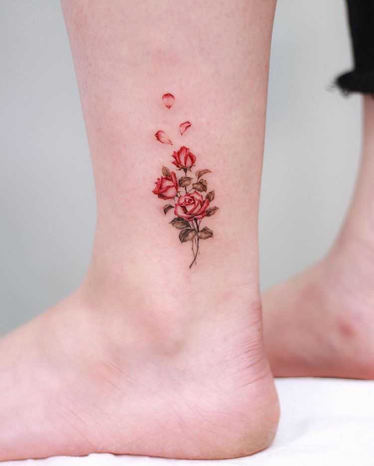 rose tattoo designs for ankle