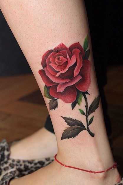 red rose tattoo designs for legs