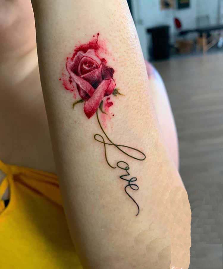 rose tattoo with love quotes