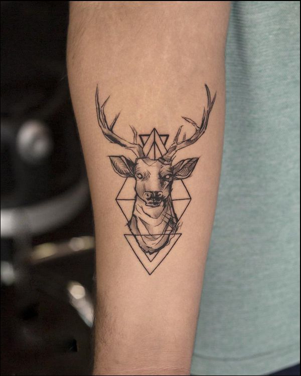 Geometric Reindeer tattoos