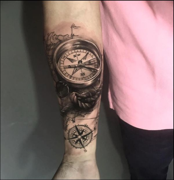 compass tattoos on arm