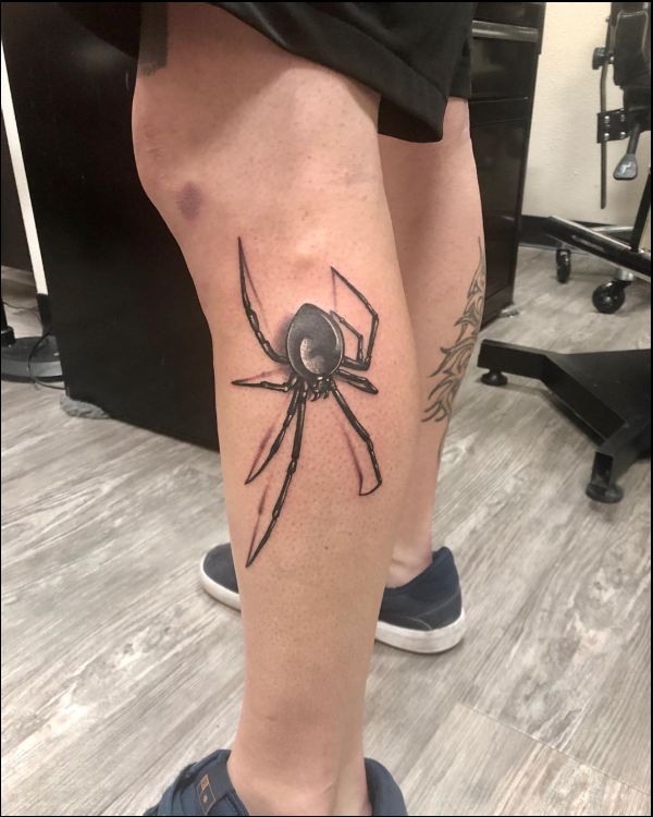 black widow tattoo designs on leg