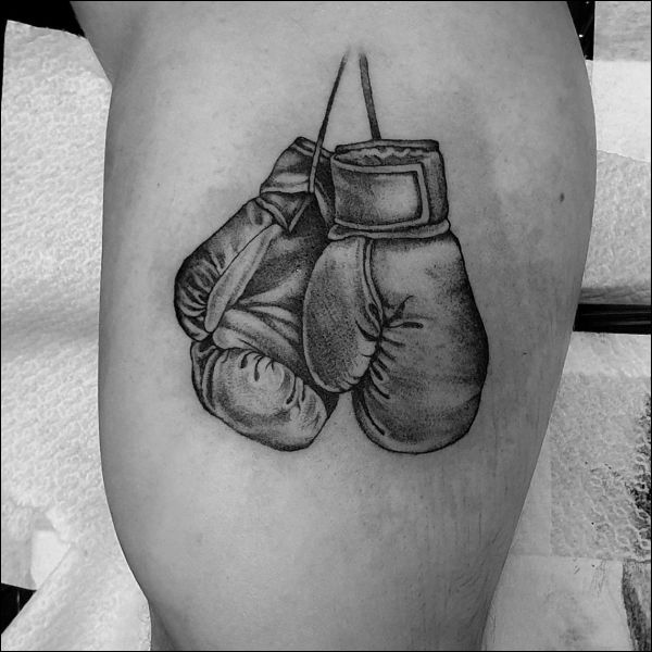 black and grey boxing gloves tattoos