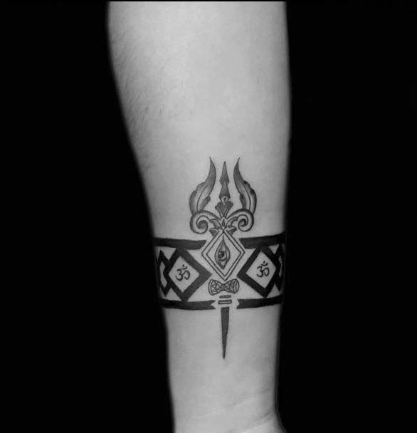 trishul tattoo with armband