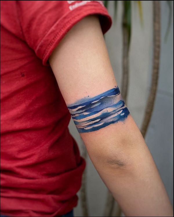 bluw lines armband tattoos
