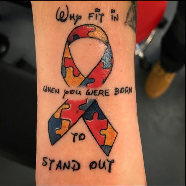 autism awareness ribbon tattoo with quotes