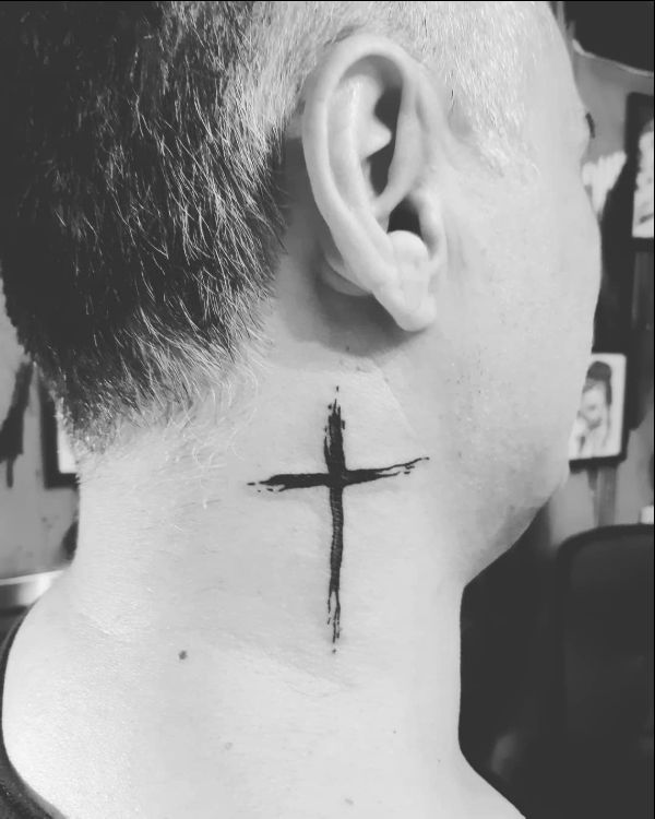 cross tattoo for neck