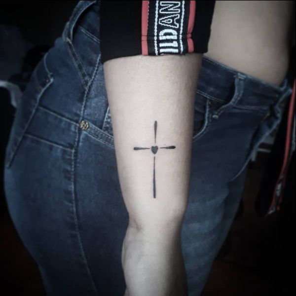 beautiful cross tattoos on arm