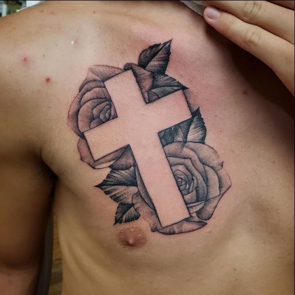 cross tattoo on chest