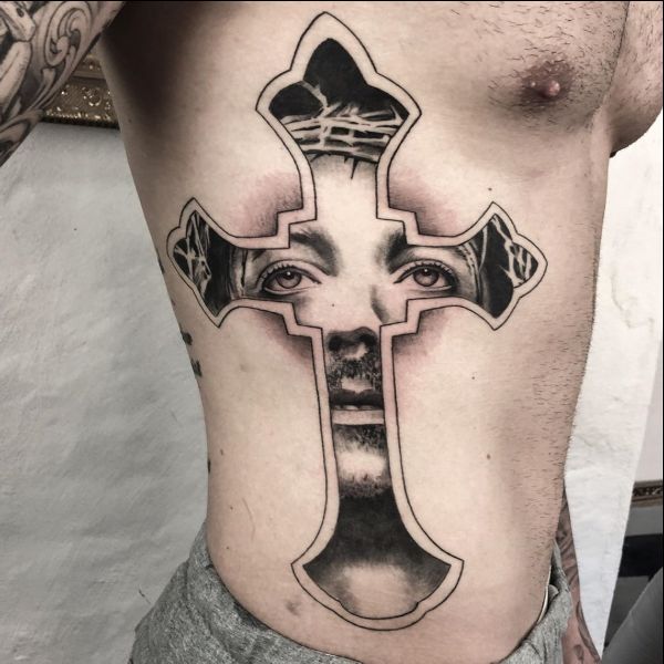 catholic cross tatoo