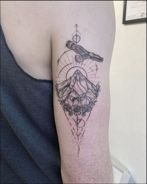 Eagle and mountain tattoos