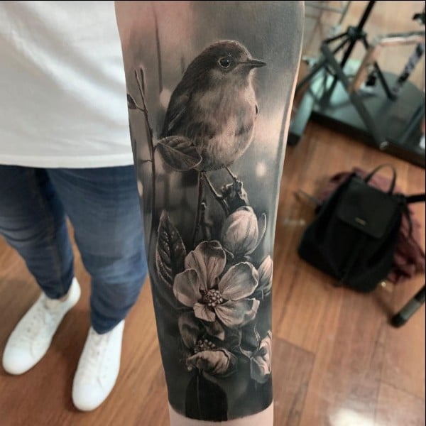 birds on a branch tattoo
