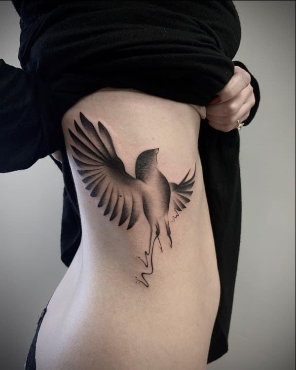 dandelion bird tattoo