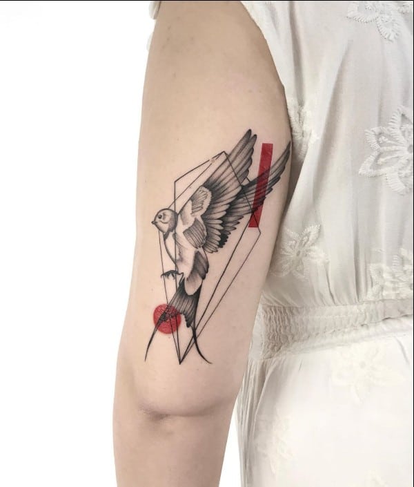 geometric bird tattoo