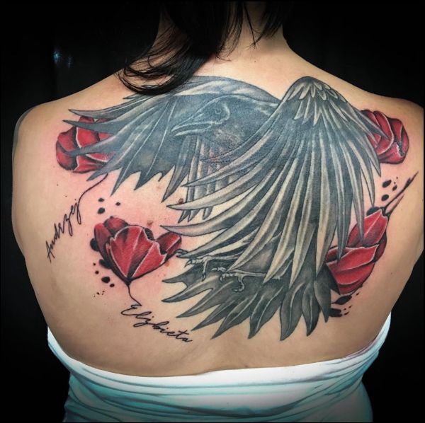 birds back tattoos