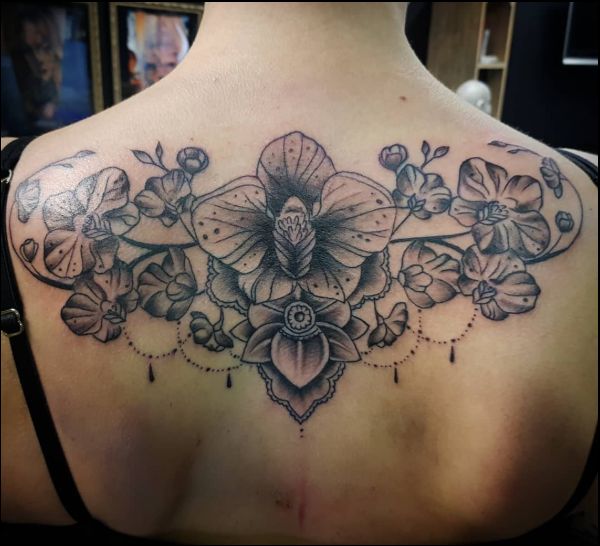 back tattoos butterflies and flowers
