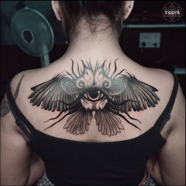 back tattoos wings for women
