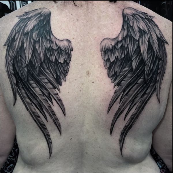 back tattoos of angel wings