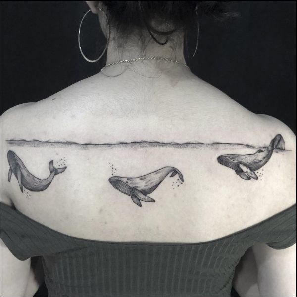 back tattoos with animals whale