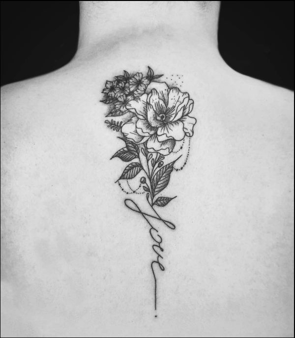 back tattoos with flowers with quotes
