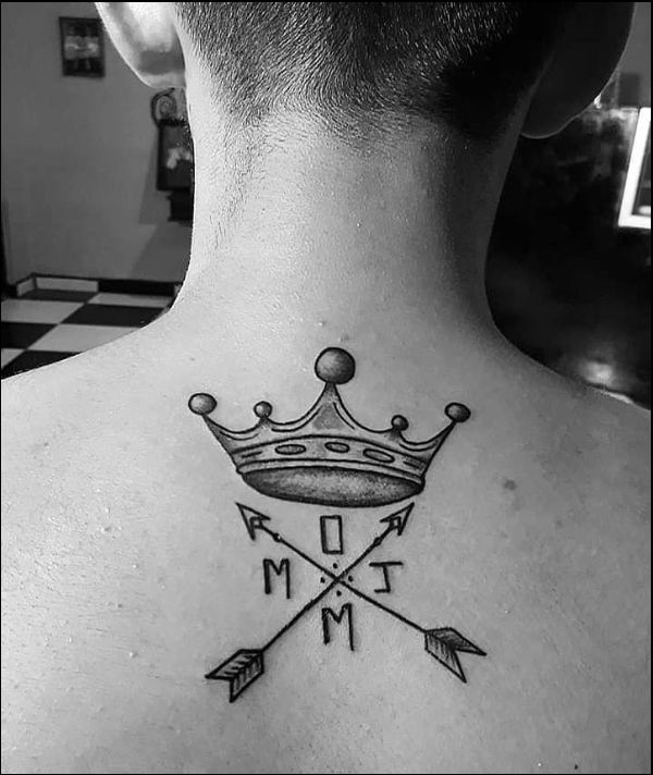back tattoos with arrows and crown
