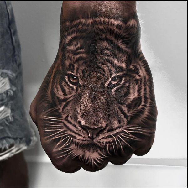 tiger hand tattoos