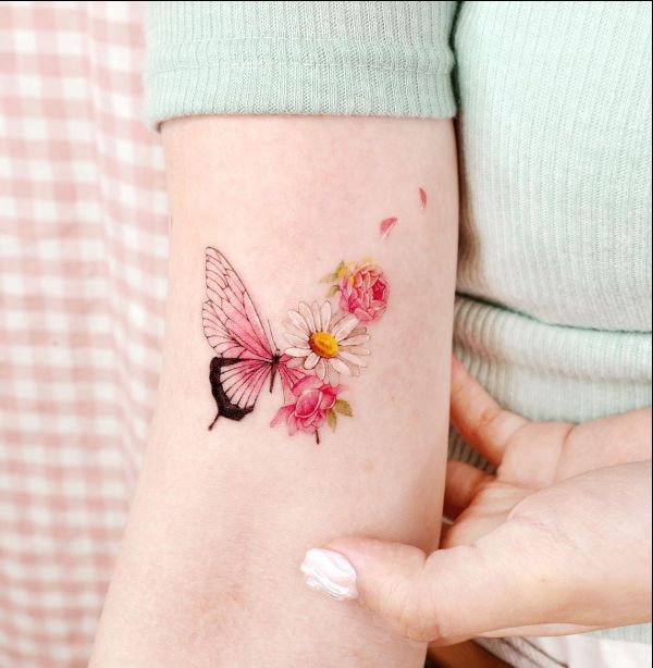 butterfly tattoos rose