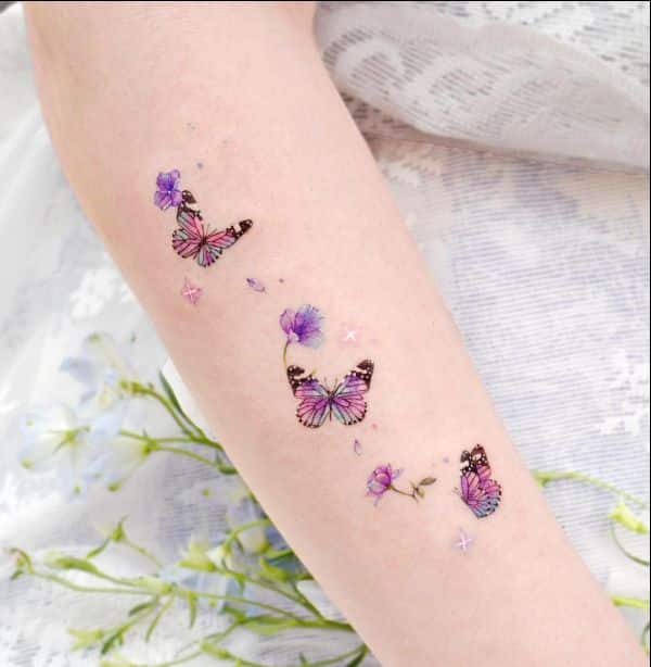 Amazoncom  Oottati Small Cute Fake Waterproof Women Temporary Tattoo 3D  Green Purple Butterfly 2 Sheets  Beauty  Personal Care
