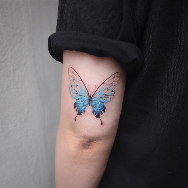 Blue butterfly tattoos