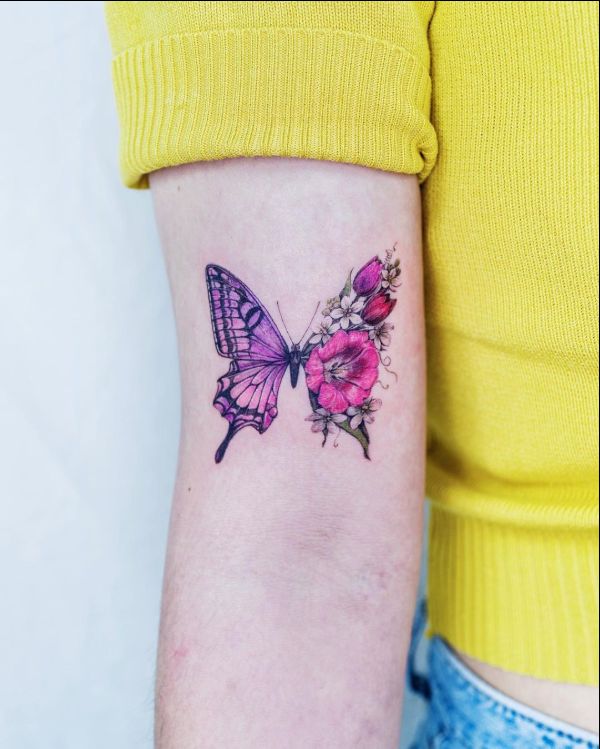 butterfly tattoos and flowers