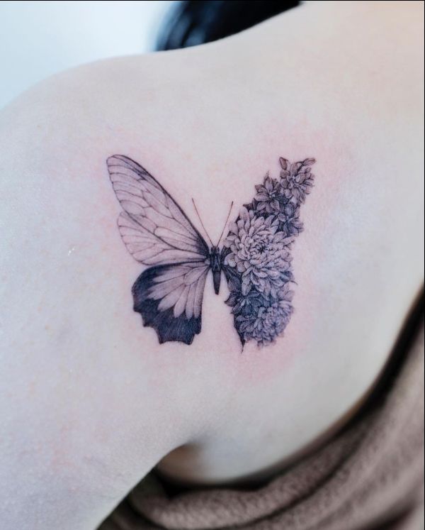butterfly tattoos and flowers