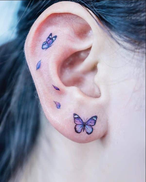 butterfly ear tattoos