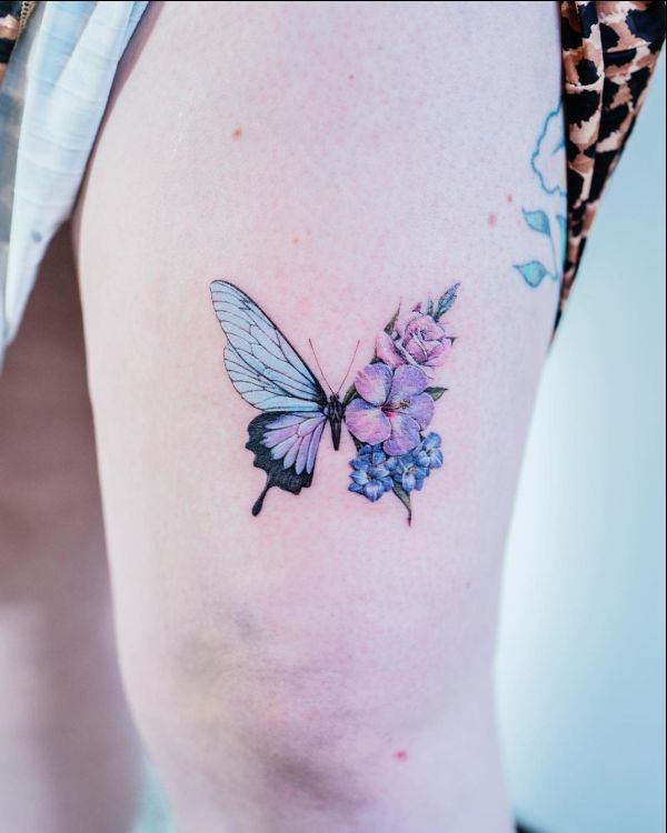 butterfly tattoos thigh