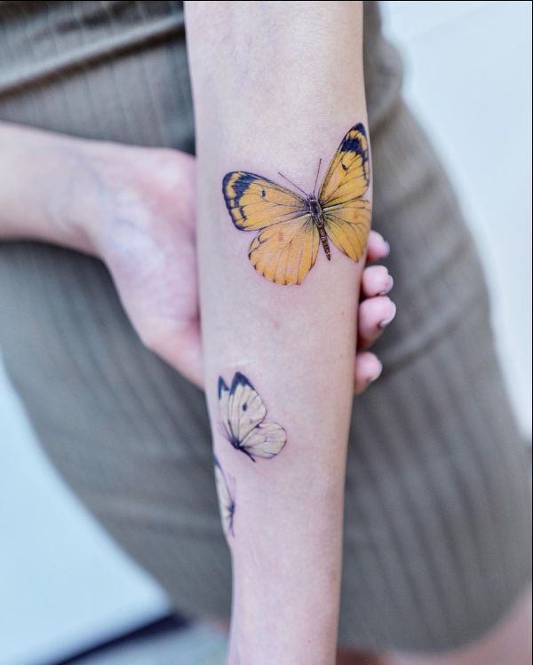 butterfly tattoos yellow