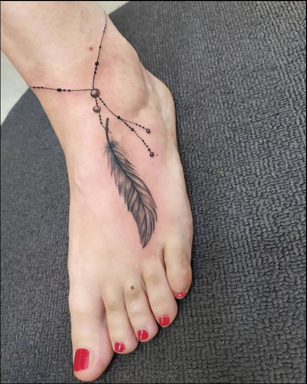 feather tattoos ankle