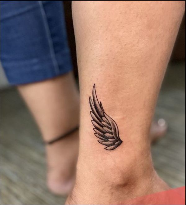 ankle tattoos angel wings