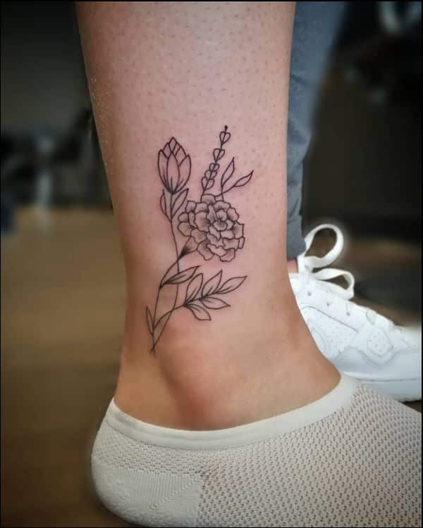 flower tattoos on ankle