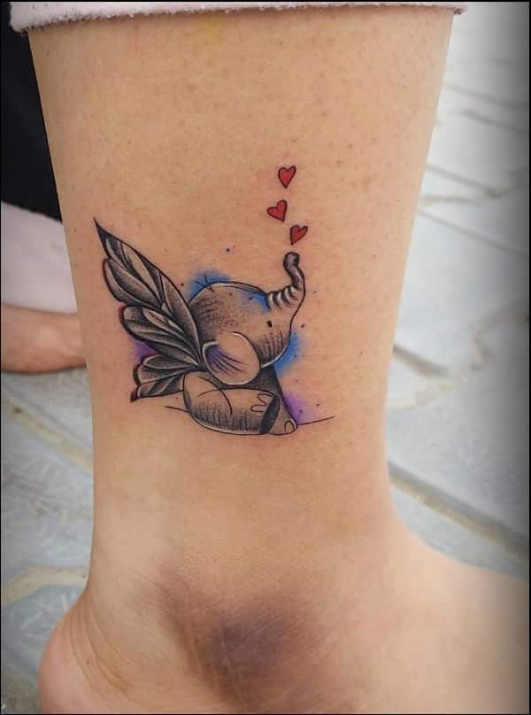 small elephant tattoos for girls ankle