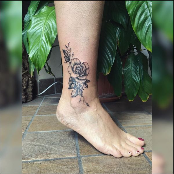 rose tattoos ankle