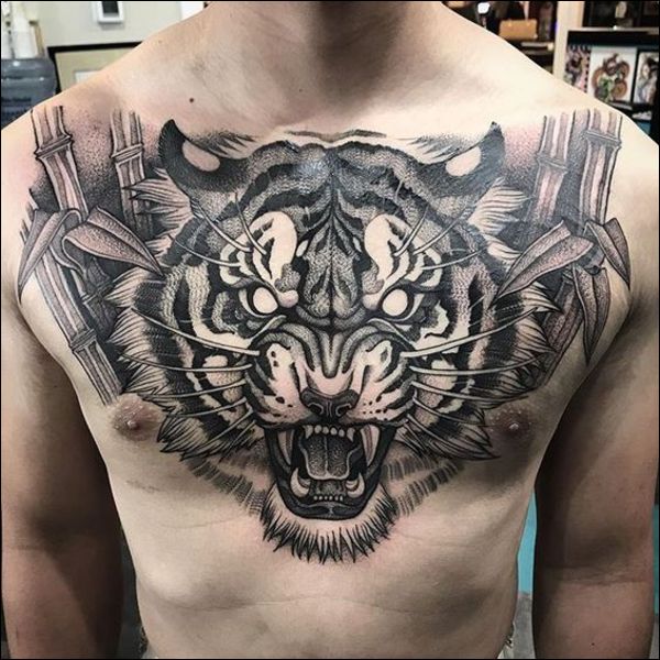 Tiger chest tattoos