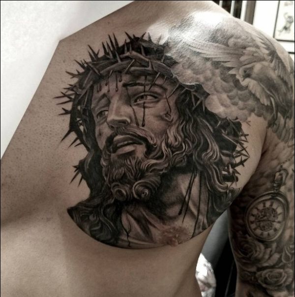 chest tattoos jesus