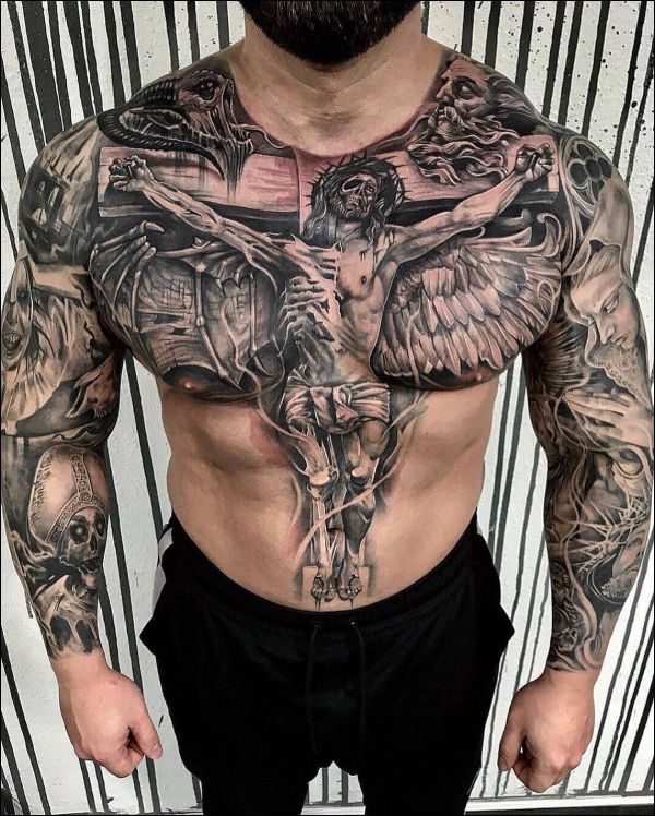 chest tattoos jesus